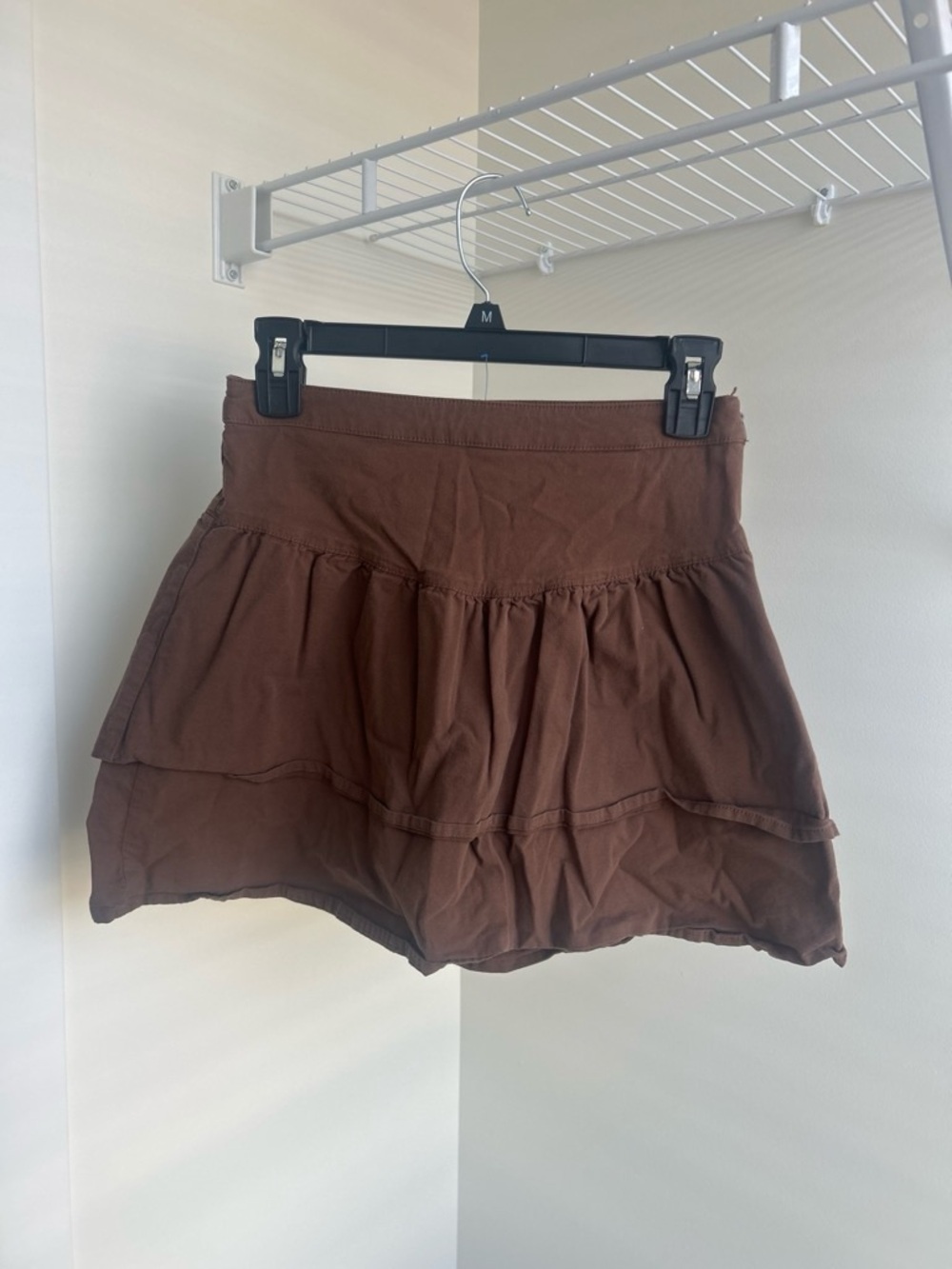 Social Tourist Brown Tiered Mini Skirt